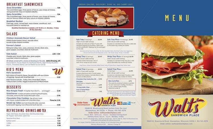 Walt's Sandwich Place - Wauwatosa, WI menu_pic