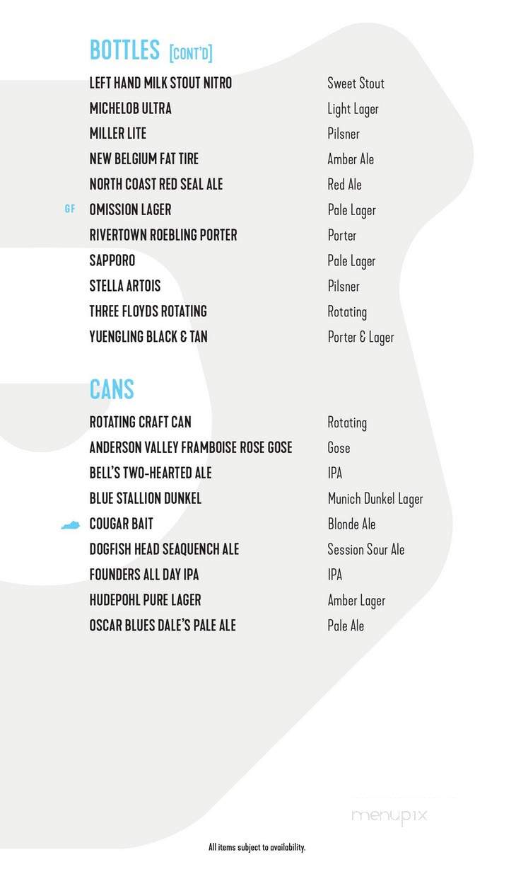 Whiskey Bear - Lexington, KY menu_pic