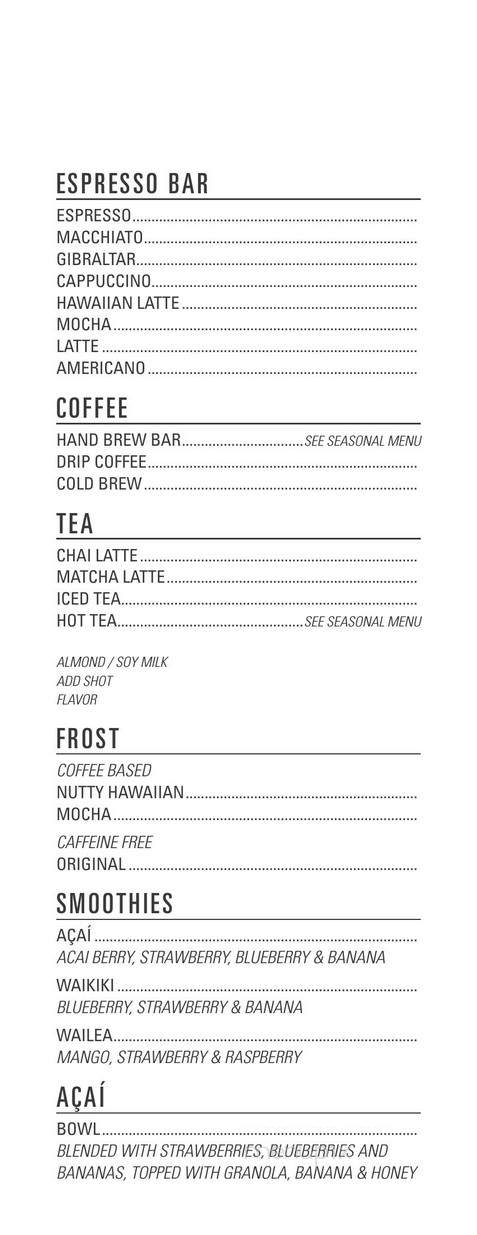 Honolulu Coffee - Vancouver, BC menu_pic