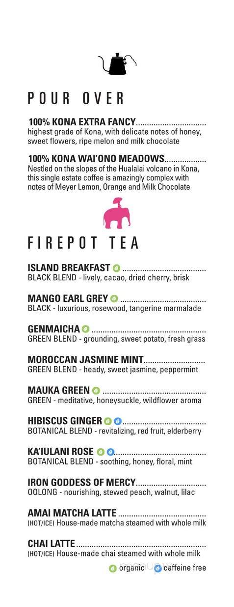 Honolulu Coffee - Vancouver, BC menu_pic