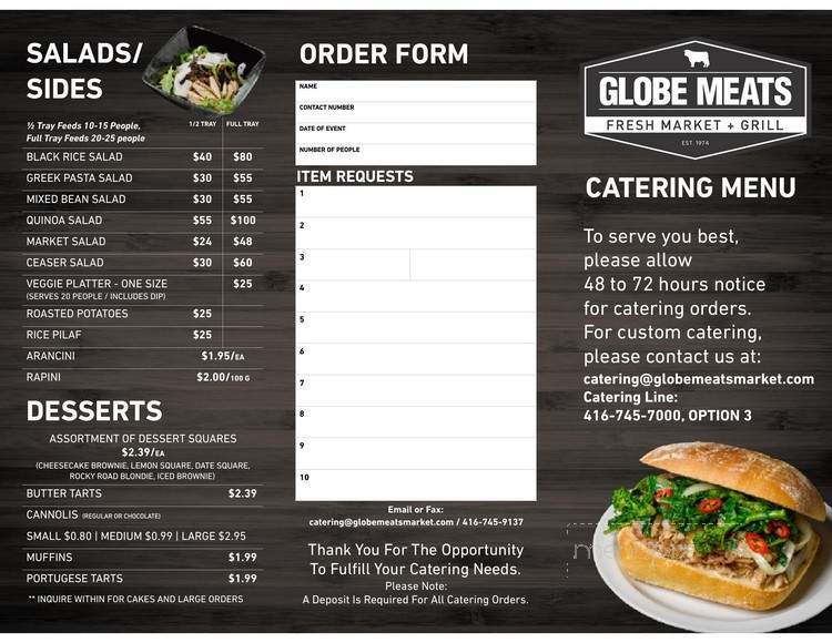 Globe Meats Fresh Market & Grill - North York, ON menu_pic