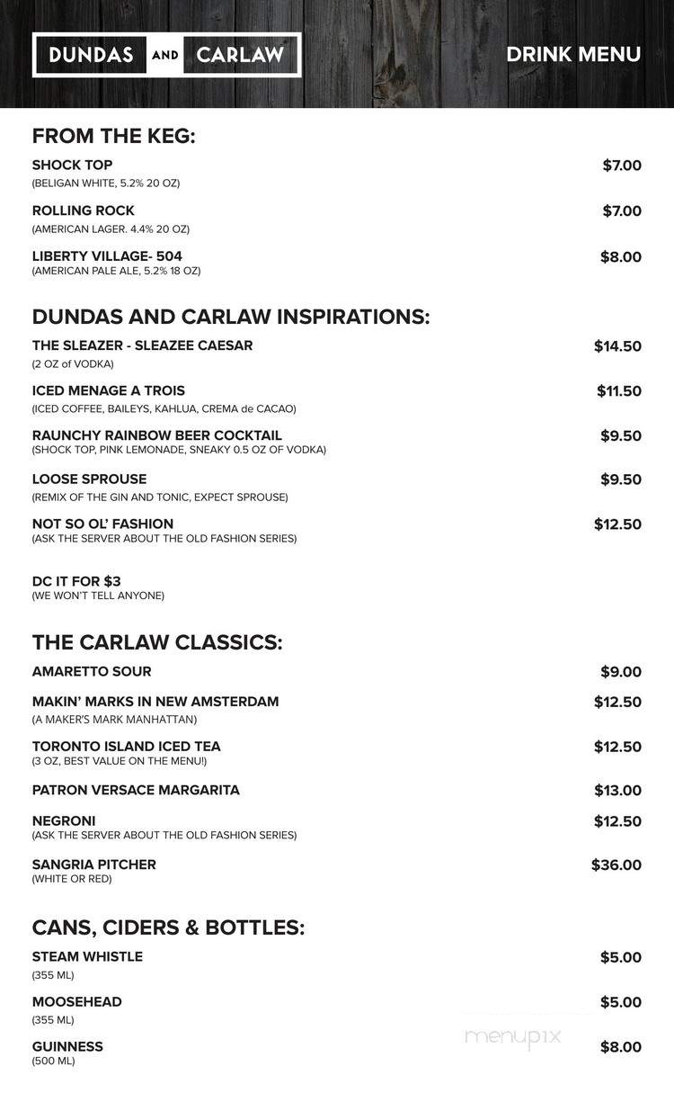 Dundas and Carlaw - Toronto, ON menu_pic