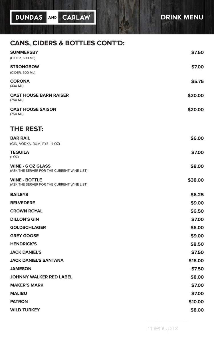 Dundas and Carlaw - Toronto, ON menu_pic