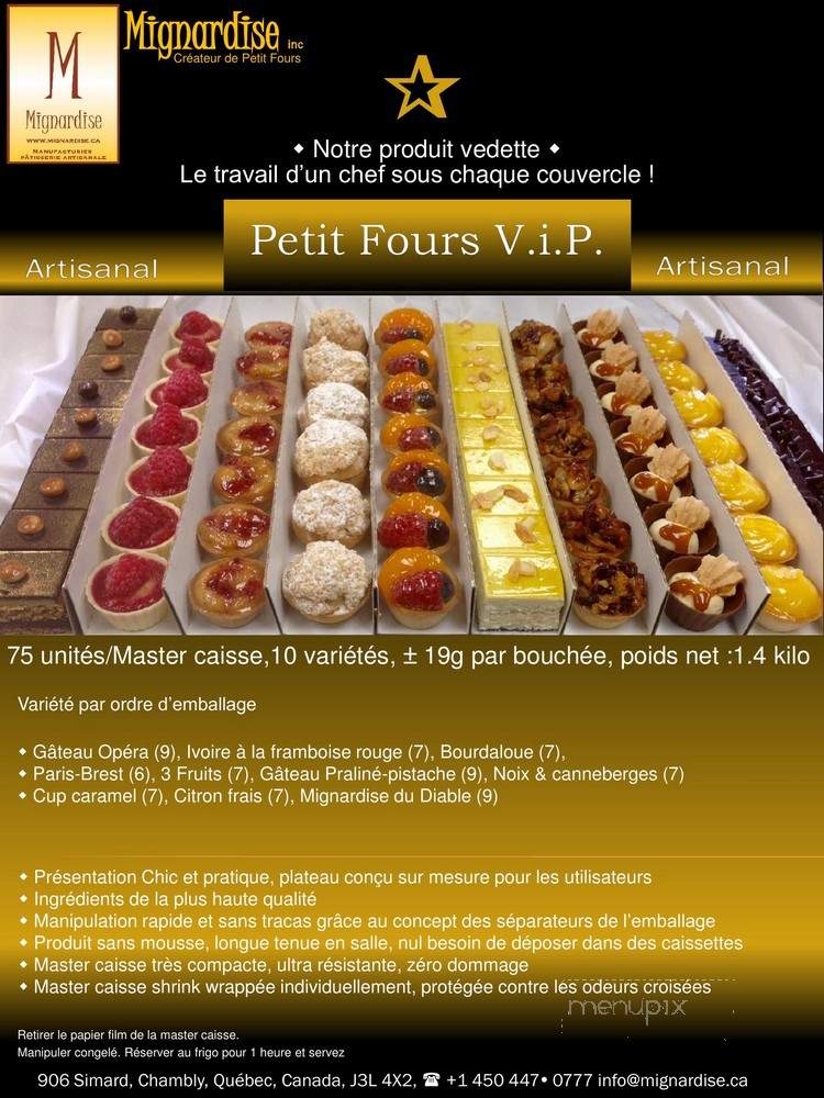 Mignardise - Chambly, QC menu_pic