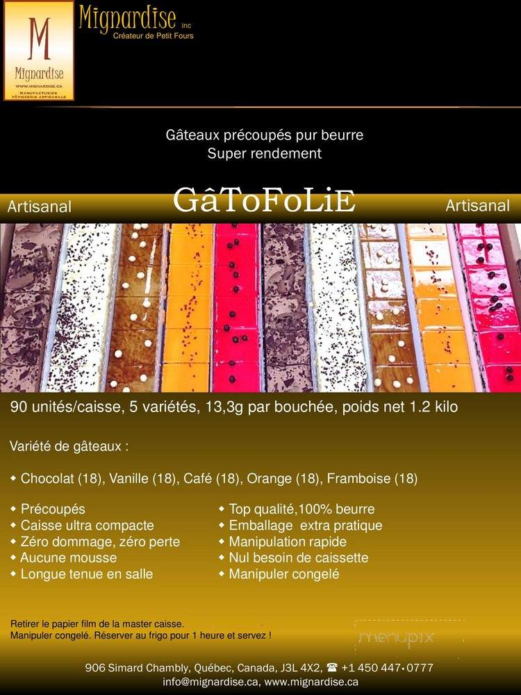Mignardise - Chambly, QC menu_pic