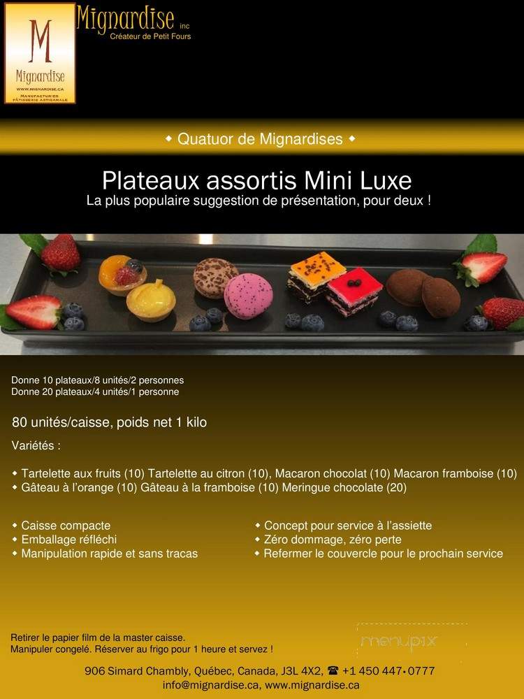 Mignardise - Chambly, QC menu_pic