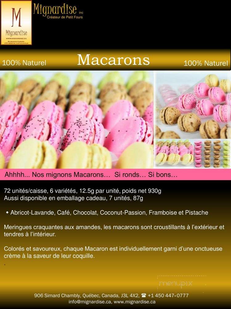 Mignardise - Chambly, QC menu_pic