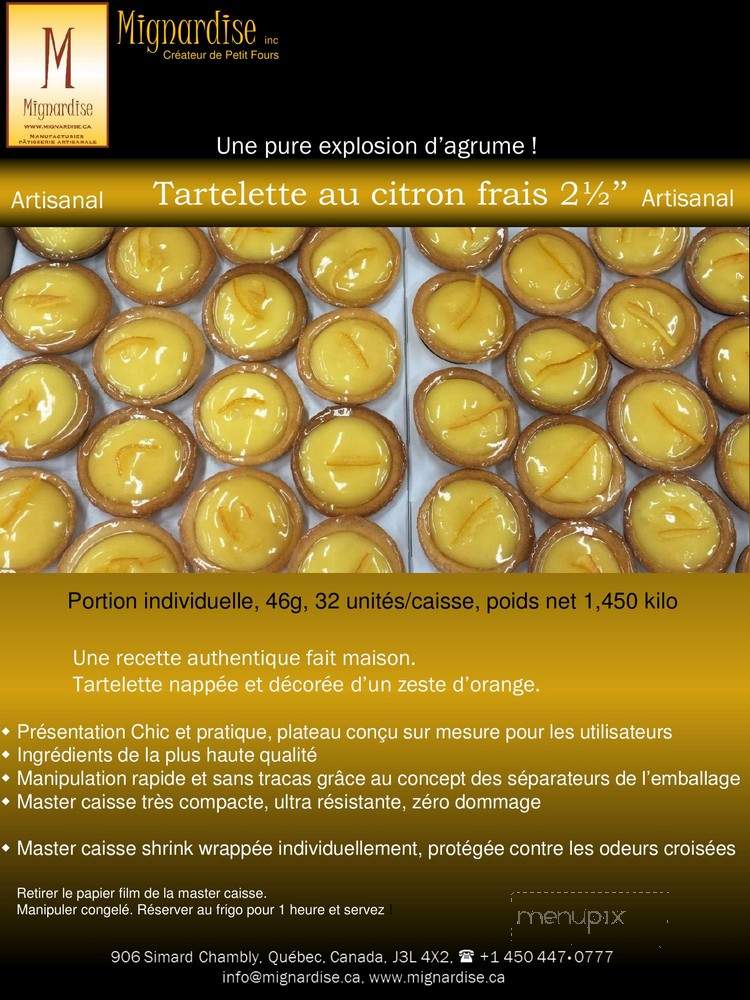 Mignardise - Chambly, QC menu_pic