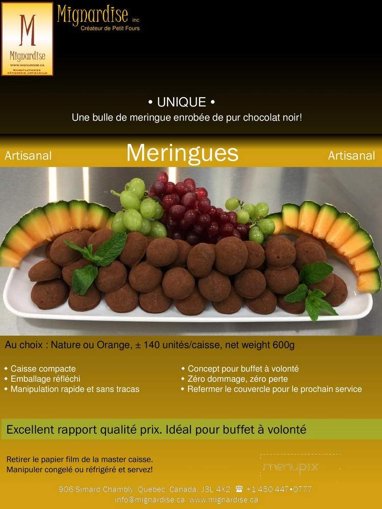 Mignardise - Chambly, QC menu_pic