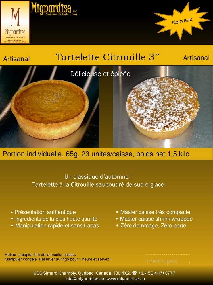 Mignardise - Chambly, QC menu_pic