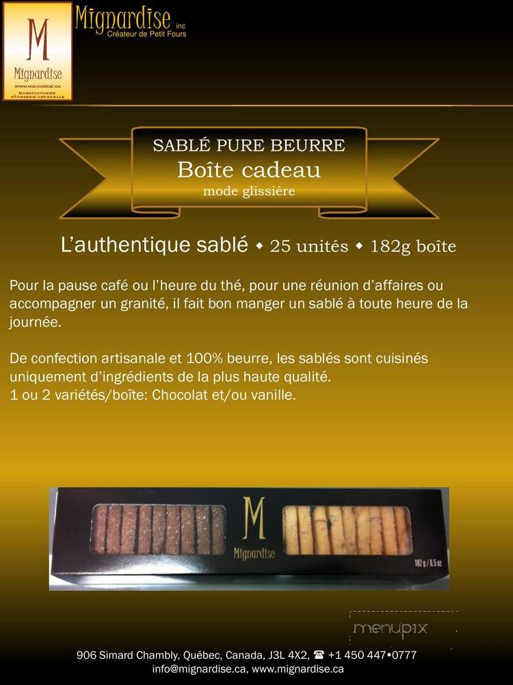 Mignardise - Chambly, QC menu_pic