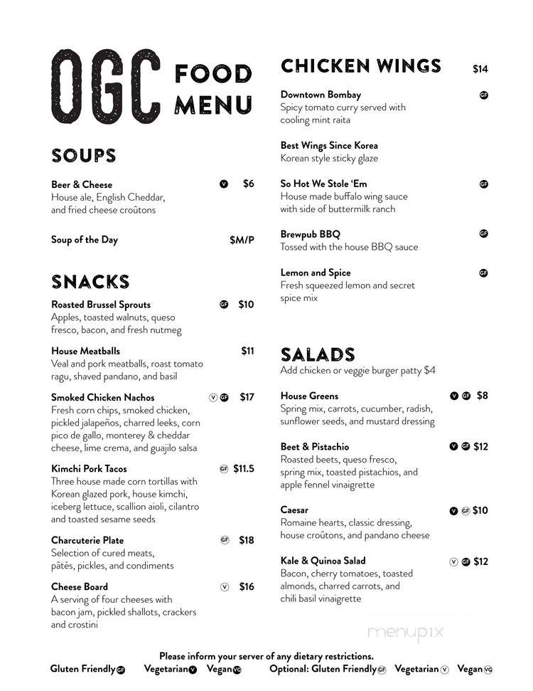 One Great City Brewing - Winnipeg, MB menu_pic