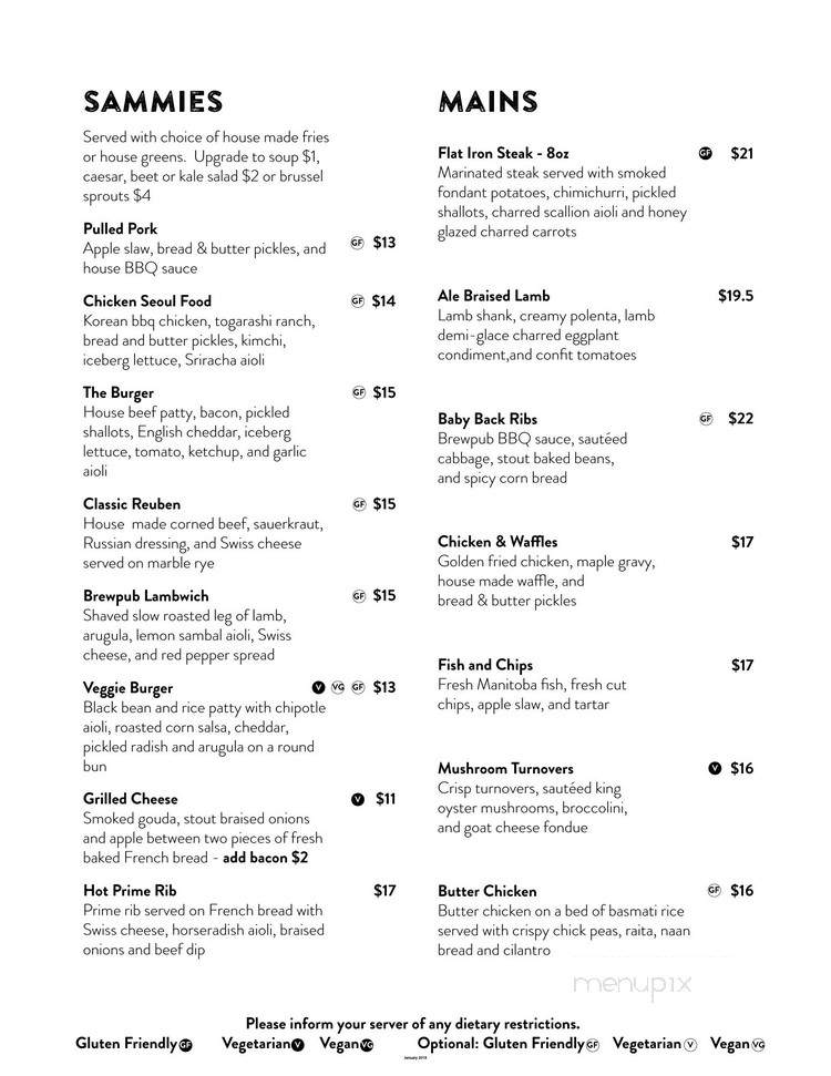 One Great City Brewing - Winnipeg, MB menu_pic