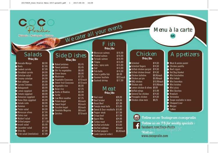Coco Pralin - Dollard-des-Ormeaux, QC menu_pic