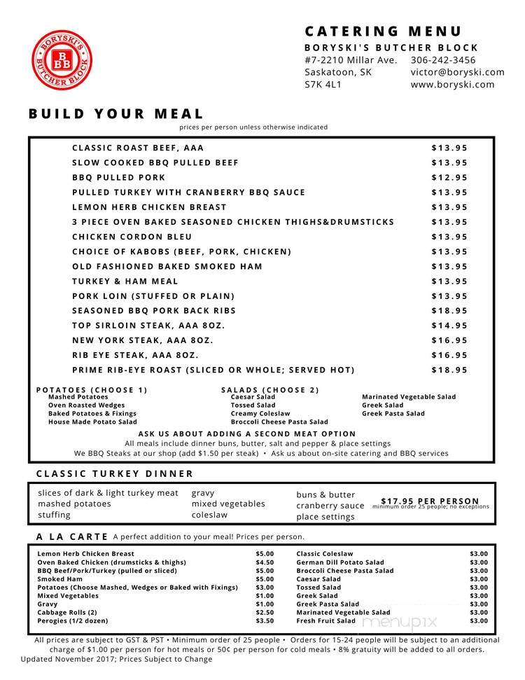 Boryski's Butcher Block - Saskatoon, SK menu_pic