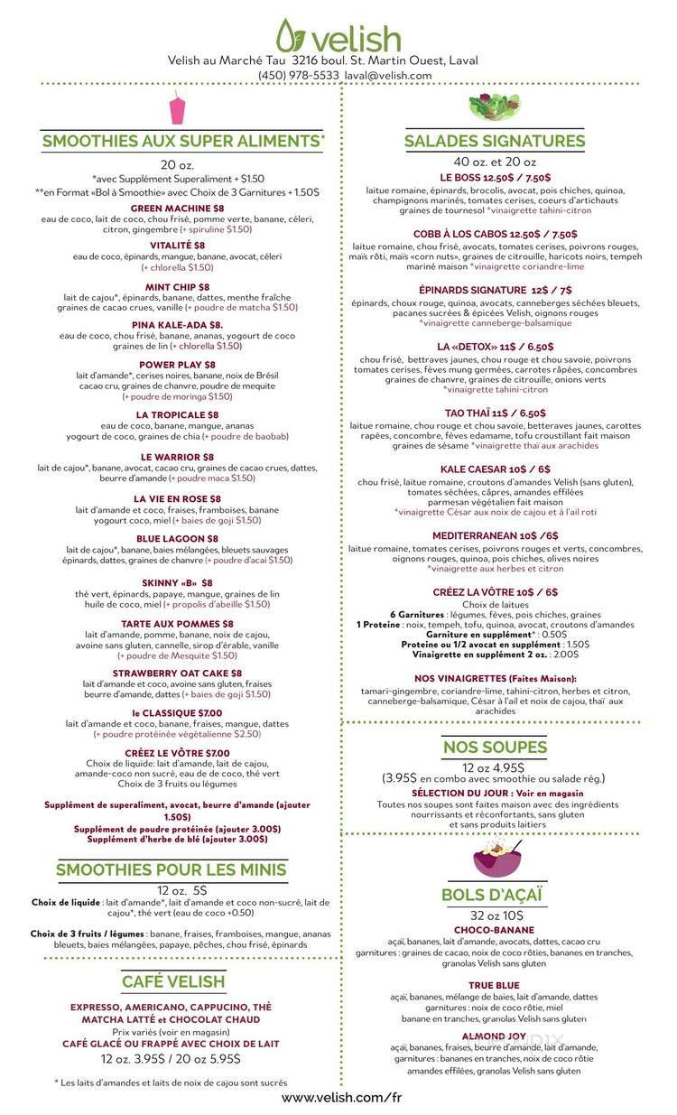 Velish - Montreal, QC menu_pic