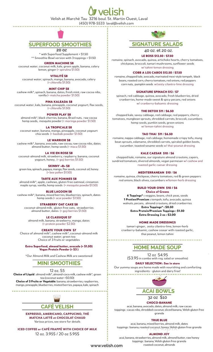 Velish - Montreal, QC menu_pic