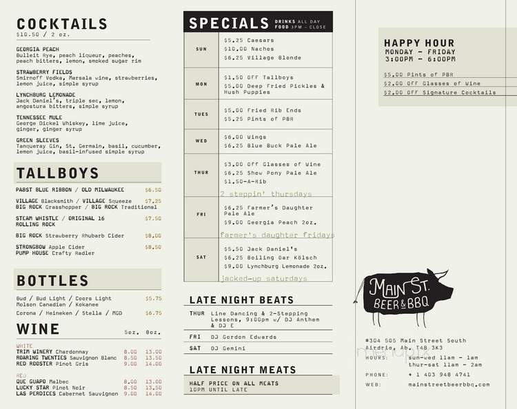 Main Street Beer & BBQ - Airdrie, AB menu_pic