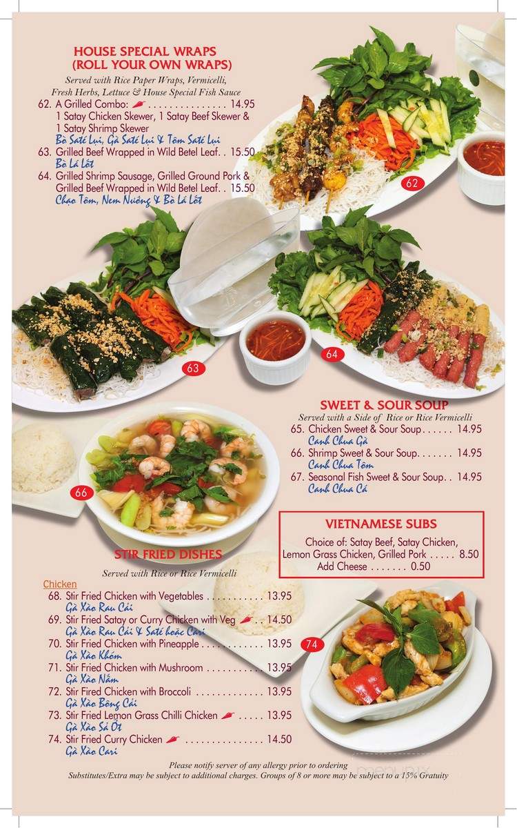Van Son Vietnamese Cuisine - Calgary, AB menu_pic