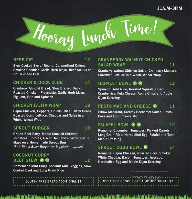 Sprout Cafe - Regina, SK menu_pic