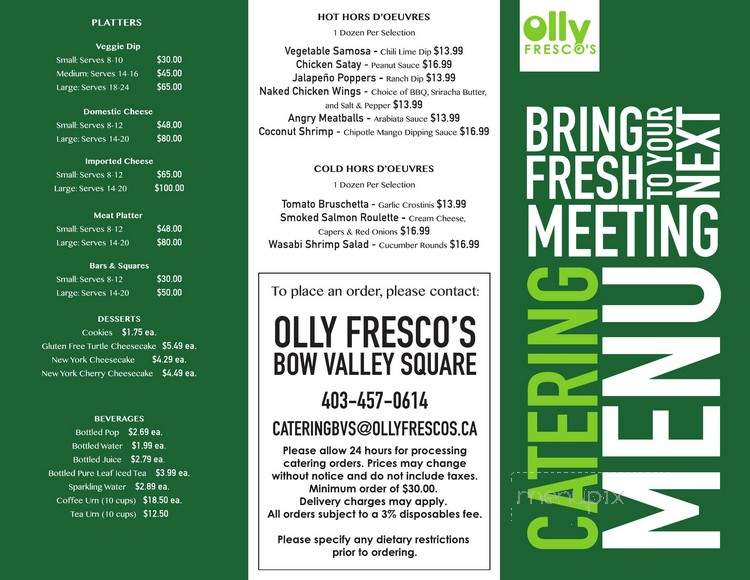 Olly Fresco's - Calgary, AB menu_pic