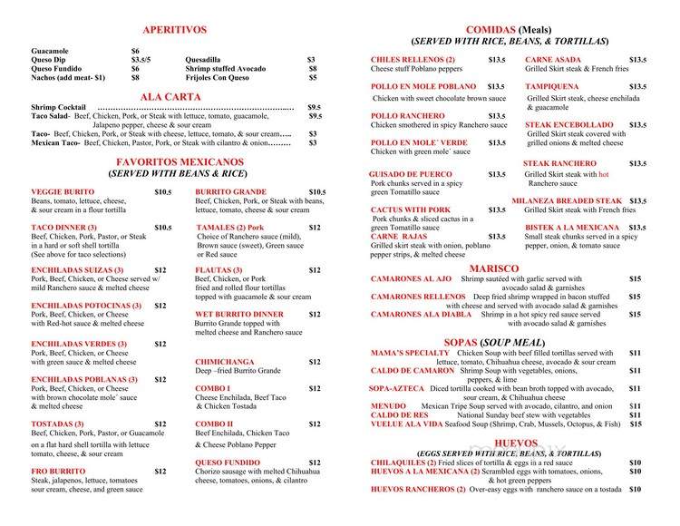 Santi's Restaurante Mexicano - Mount Pleasant, SC menu_pic