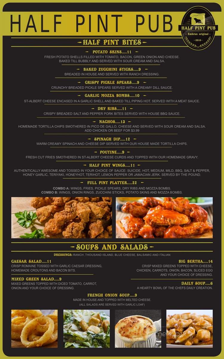 Half Pint Pub - Embrun, ON menu_pic