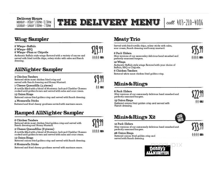 Denny's All Nighter - Calgary, AB menu_pic