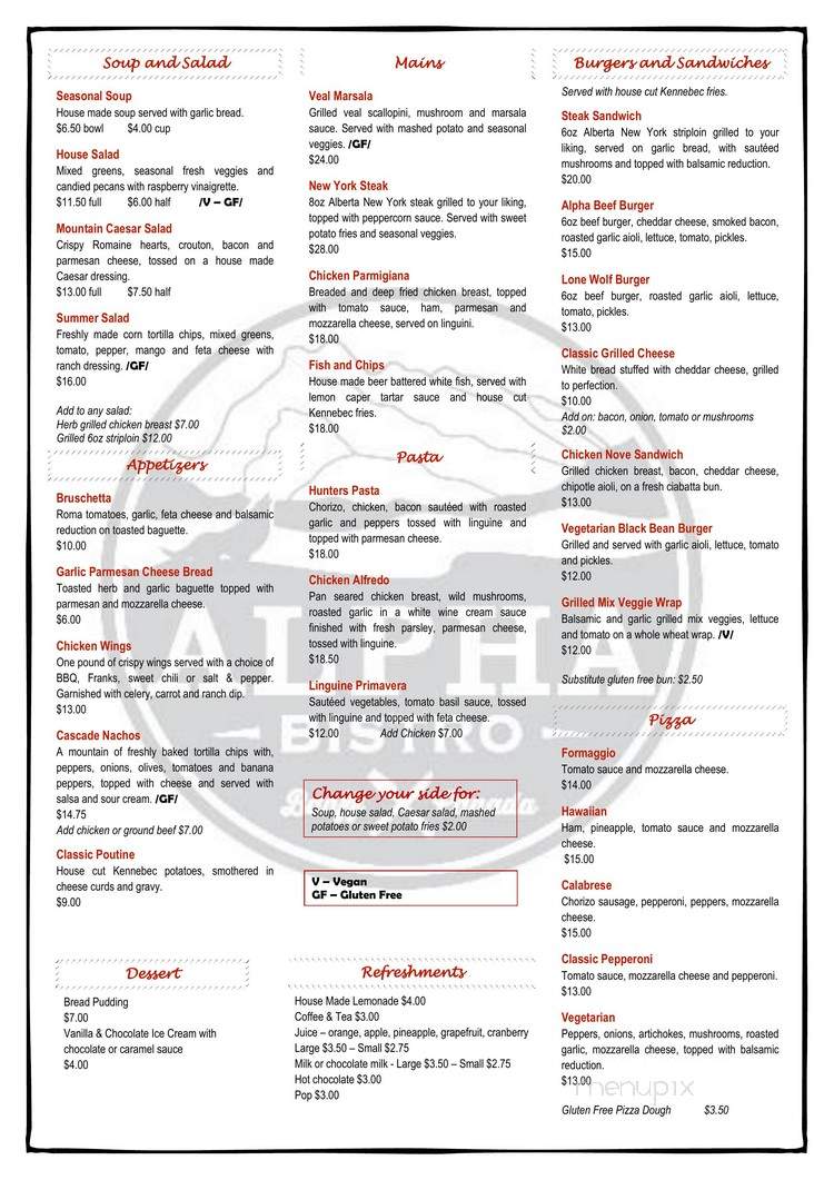 Alpha Bistro - Banff, AB menu_pic