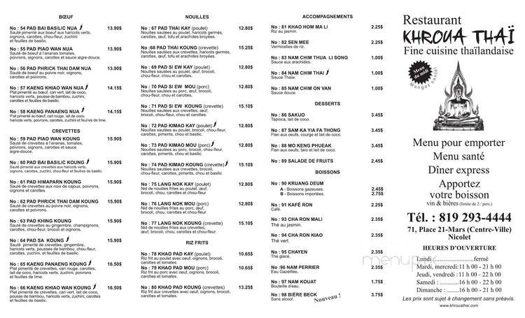 Khroua Thai - Nicolet, QC menu_pic