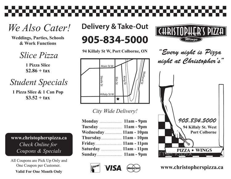 Christopher's Pizza - Port Colborne, ON menu_pic