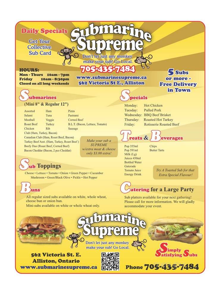 Submarine Supreme - Alliston, ON menu_pic