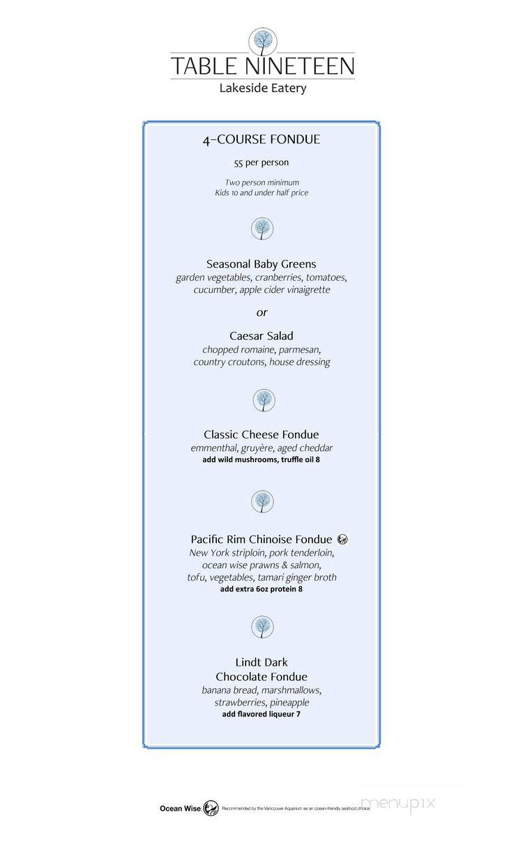 Table Nineteen Lakeside Eatery - Whistler, BC menu_pic