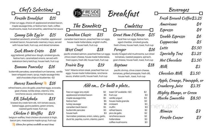 Fireside - Waskesiu, SK menu_pic