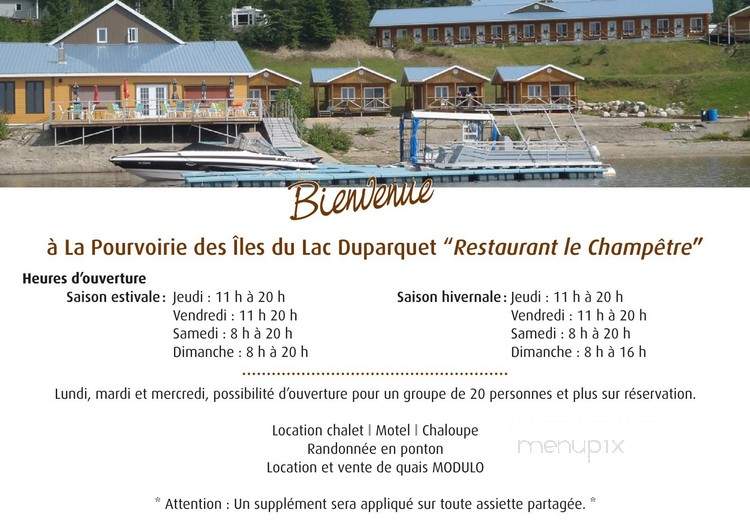 Le Champetre - Duparquet, QC menu_pic