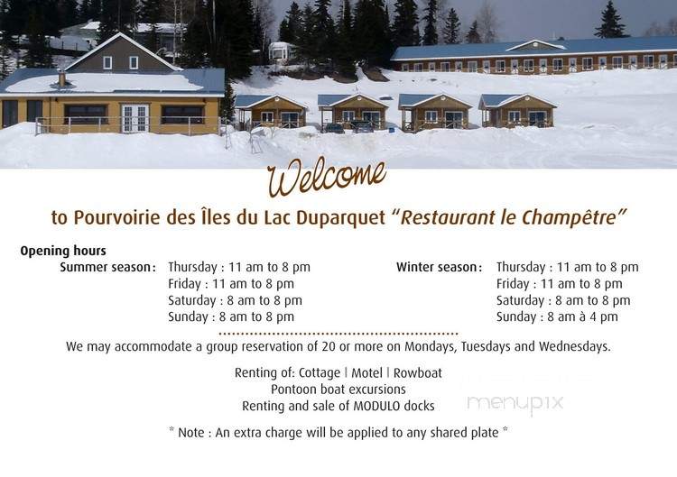 Le Champetre - Duparquet, QC menu_pic