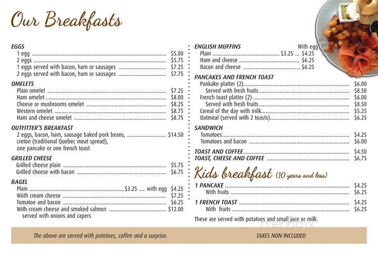Le Champetre - Duparquet, QC menu_pic