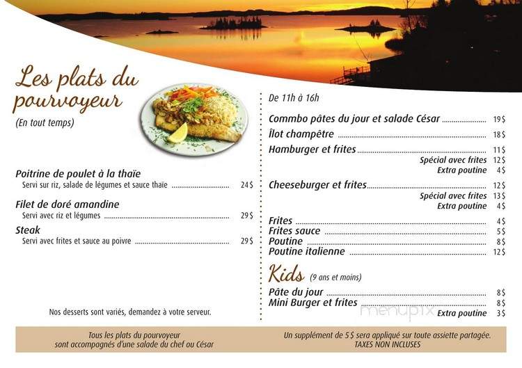 Le Champetre - Duparquet, QC menu_pic
