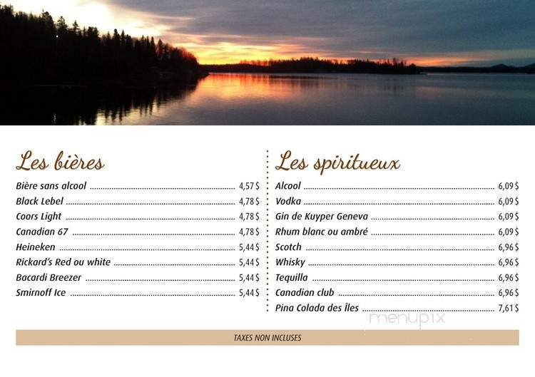 Le Champetre - Duparquet, QC menu_pic