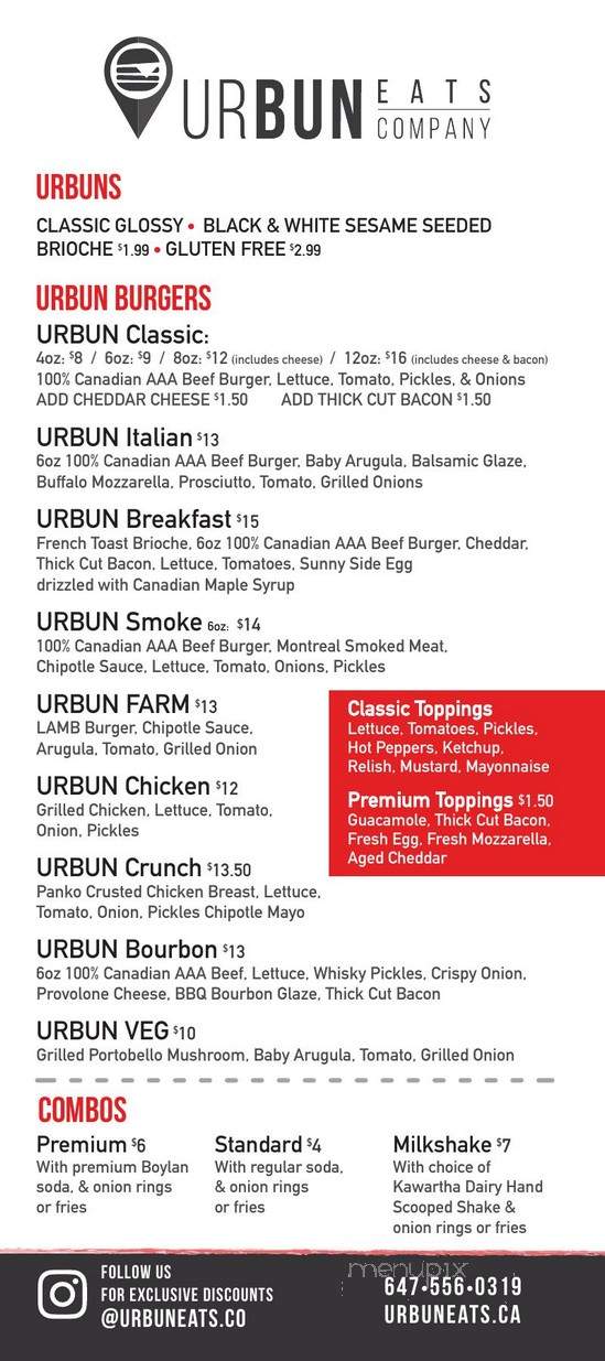Urbun Eats Co - Toronto, ON menu_pic