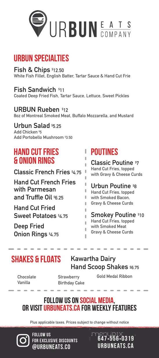 Urbun Eats Co - Toronto, ON menu_pic