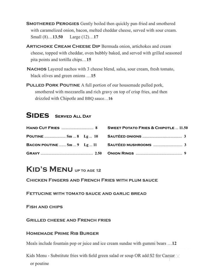 Sizzlin - Meaford, ON menu_pic