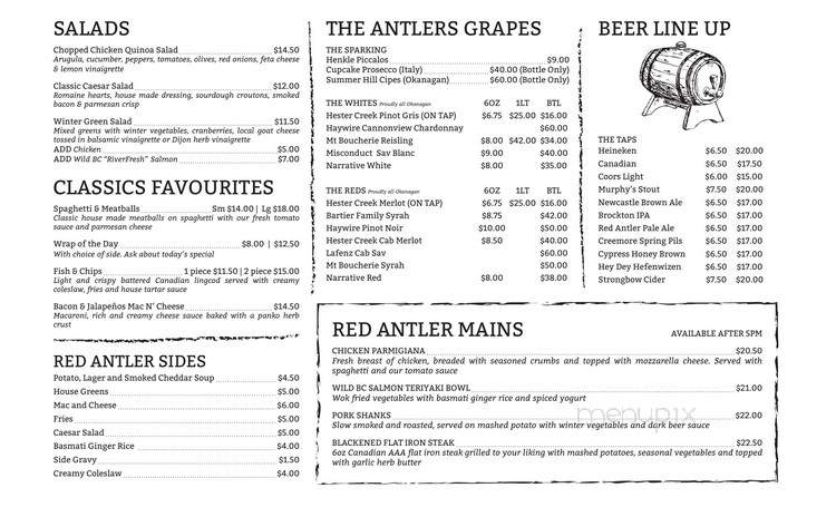 The Red Antler - Vernon, BC menu_pic