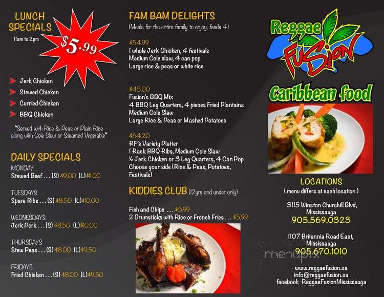 Reggae Fusion - Mississauga, ON menu_pic