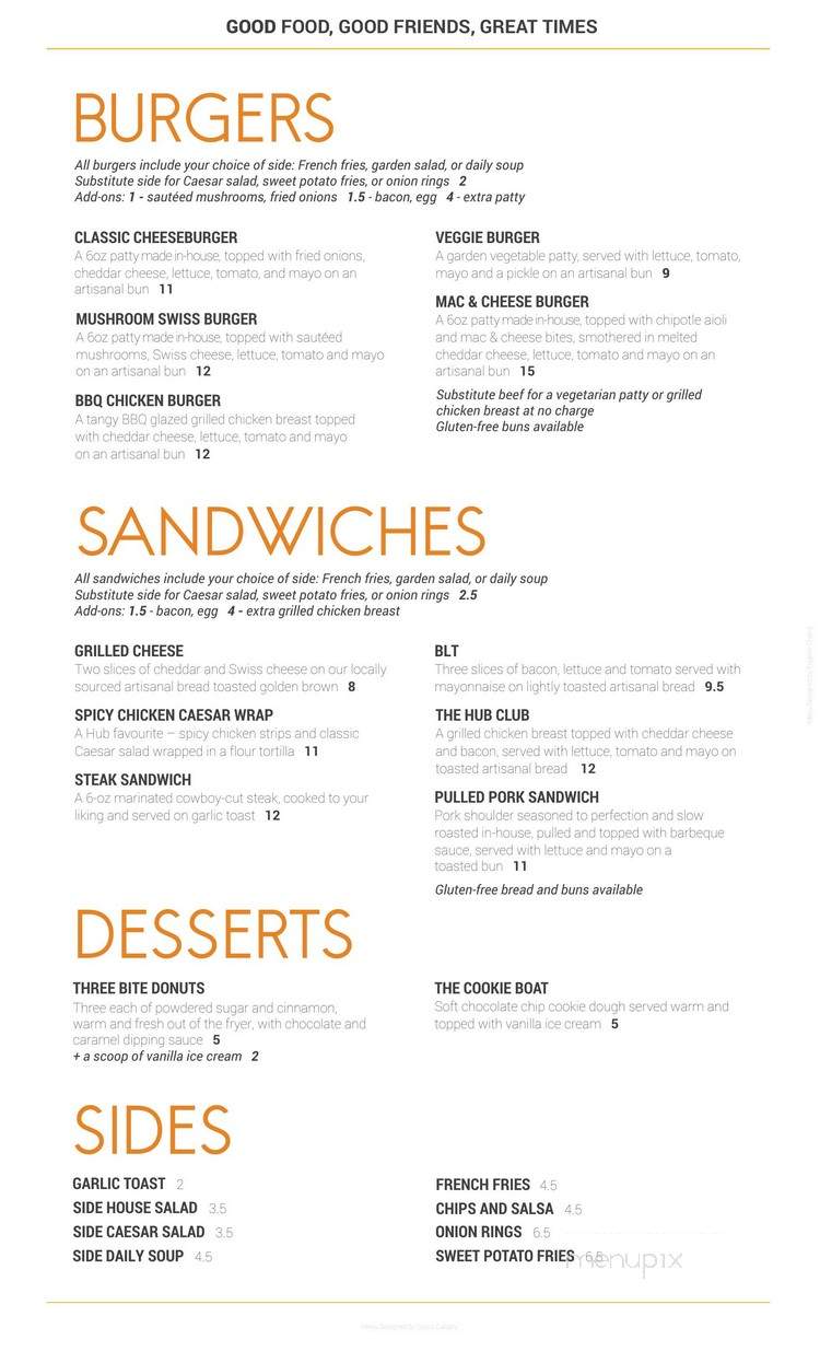 The Hub - Calgary, AB menu_pic