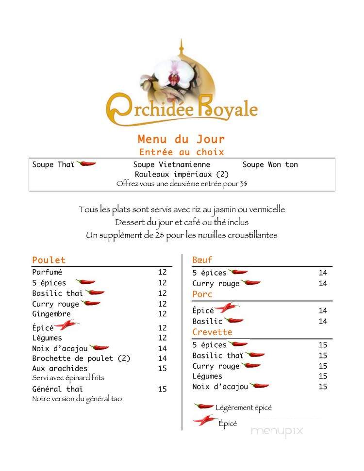 Orchidee Royale - Levis, QC menu_pic