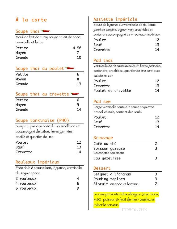 Orchidee Royale - Levis, QC menu_pic