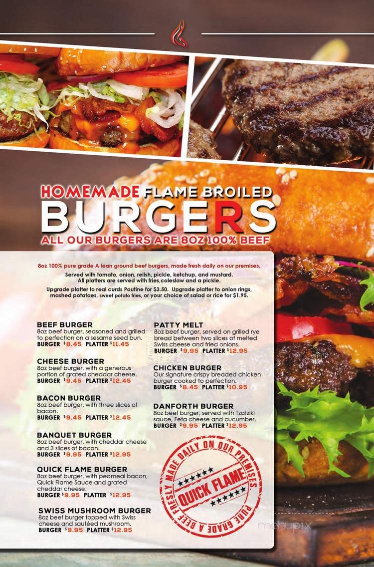 Quick Flame Restaurant and Bar - Oshawa, ON menu_pic