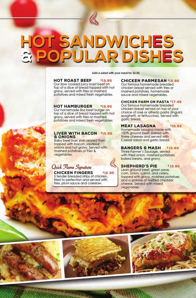Quick Flame Restaurant and Bar - Oshawa, ON menu_pic