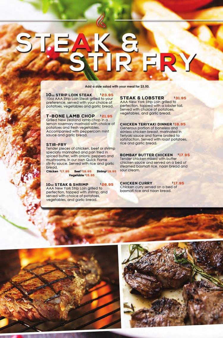 Quick Flame Restaurant and Bar - Oshawa, ON menu_pic